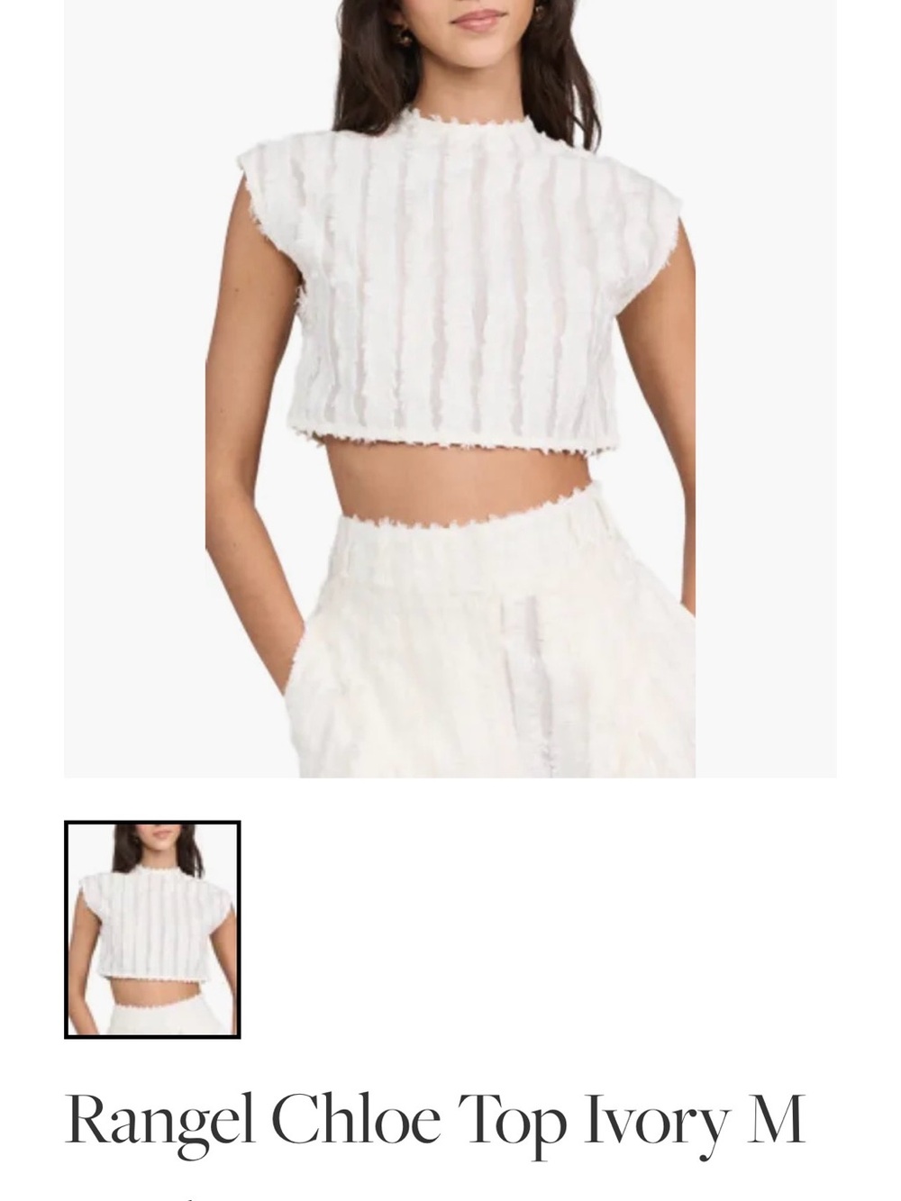 Rangel Chloe Top Ivory Large Sheer And Fur Stripes Zipper Crop Top - Picture 2 of 12